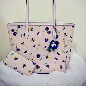 Kate Spade Pansy tote/wallet pair. perfect for spring. smoke free home.